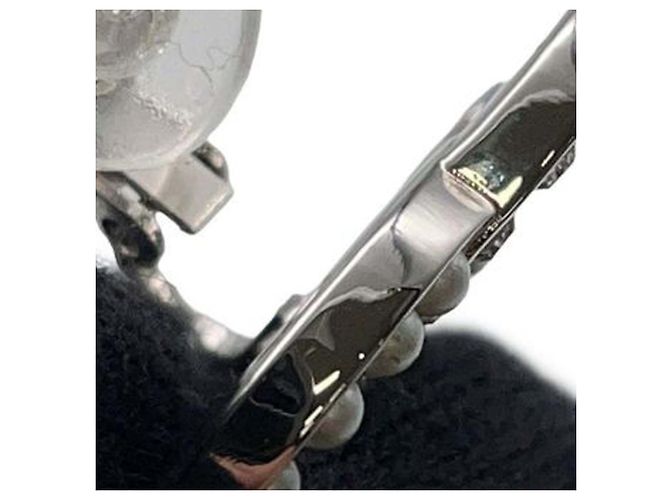 Orecchini a clip Chanel Silver CC placcati in argento con perle sintetiche e strass - vista 4