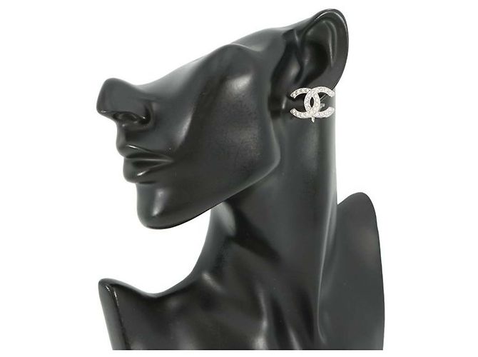 Orecchini a clip Chanel Silver CC placcati in argento con perle sintetiche e strass - vista 7