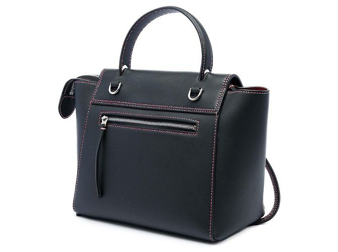 Belt Bag Céline Bolsa Cinto Celine em Micro Pele de Bezerro Grão Preto com Costuras - vista 2
