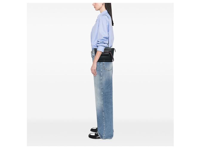 Belt Bag Céline Bolsa Cinto Celine em Micro Pele de Bezerro Grão Preto com Costuras - vista 5