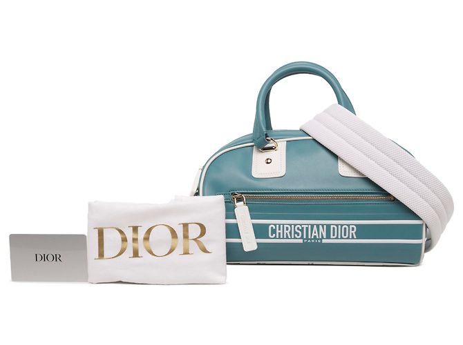 Borsa Bowling Dior Vibe Small in Pelle Blu - vista 6