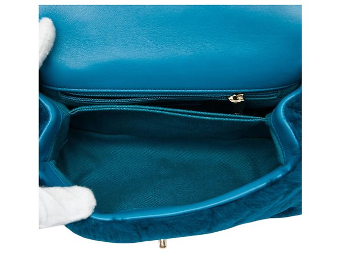 Borsa Chanel Blue Mini Chevron Shearling Coco Top Handle - vista 4