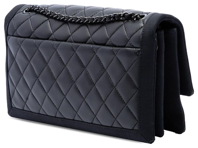 Chanel Black CC Quilted Lambskin and Grosgrain So Black Flap - vista 2