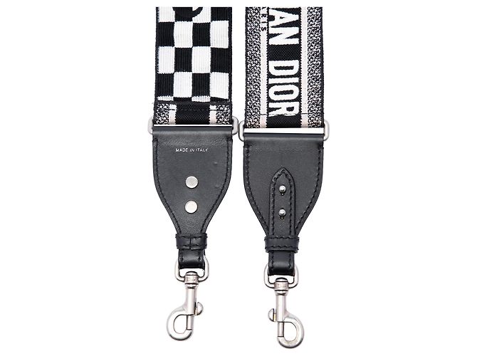 Dior Black Canvas Logo Embroidered Shoulder Strap - view 2