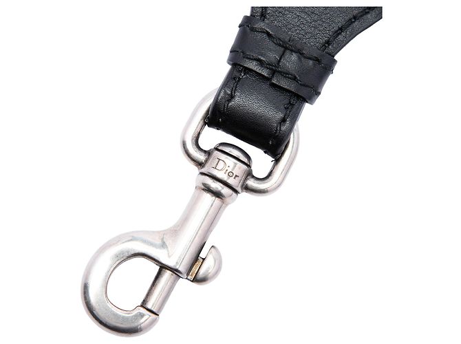 Dior Black Canvas Logo Embroidered Shoulder Strap - view 4