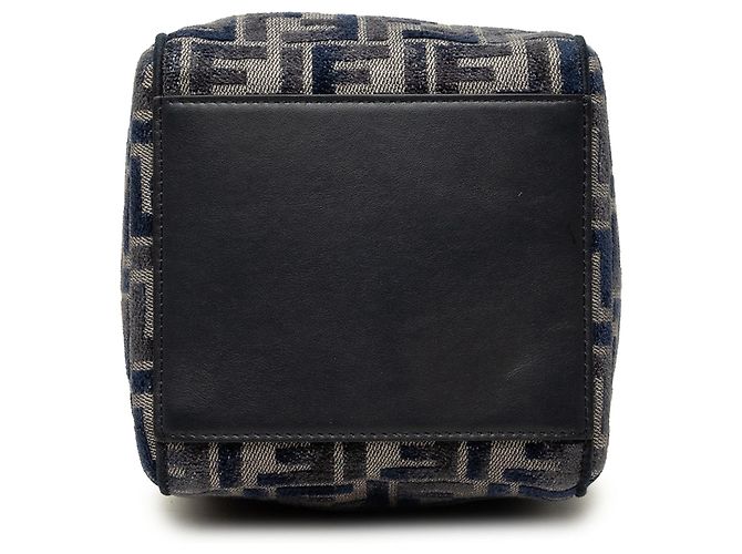 Borsa a spalla Fendi Mini Zucca Origami in chenille grigio - vista 3