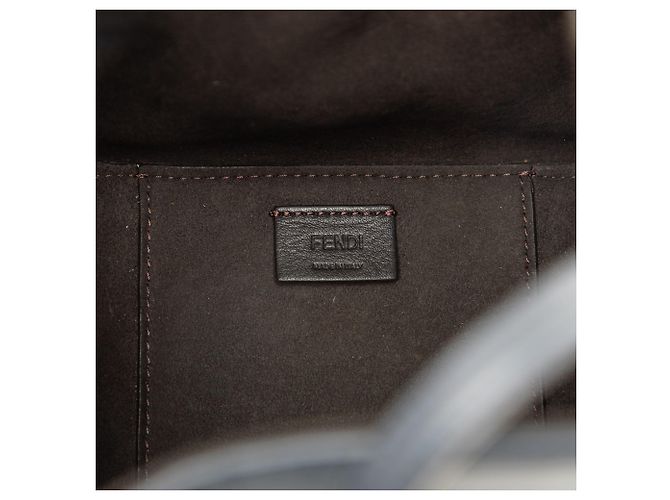 Borsa a spalla Fendi Mini Zucca Origami in chenille grigio - vista 5