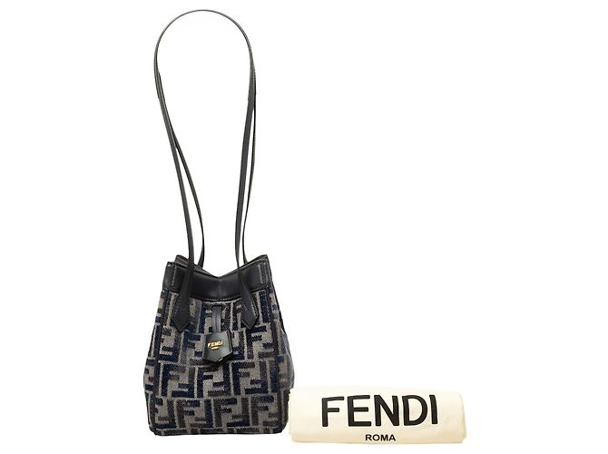 Borsa a spalla Fendi Mini Zucca Origami in chenille grigio - vista 7