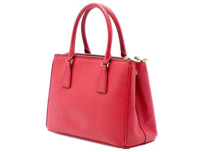 Prada Borsa Galleria Double Zip Medium in Saffiano rosso - vista 2