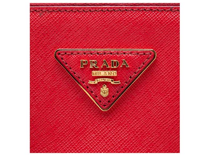 Prada Borsa Galleria Double Zip Medium in Saffiano rosso - vista 5
