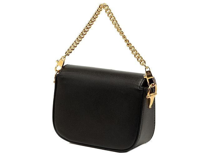 Horsebit 1955 Borsa Satchel Gucci 1955 Horsebit Mini in pelle di vitello nera con Web - vista 2