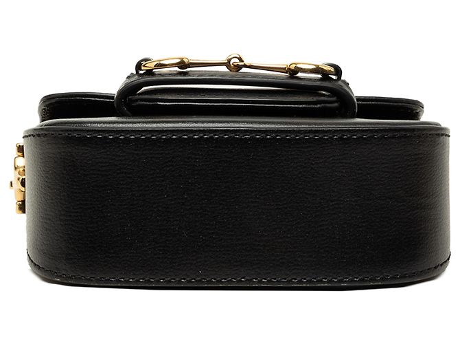 Horsebit 1955 Borsa Satchel Gucci 1955 Horsebit Mini in pelle di vitello nera con Web - vista 3