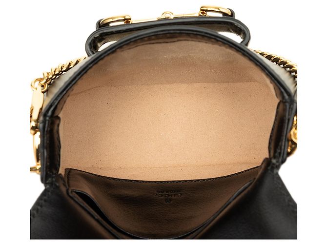 Horsebit 1955 Borsa Satchel Gucci 1955 Horsebit Mini in pelle di vitello nera con Web - vista 4