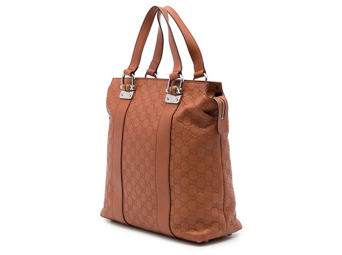 Borsa Tote Gucci Brown Guccissima Tender Bamboo Bar - vista 2