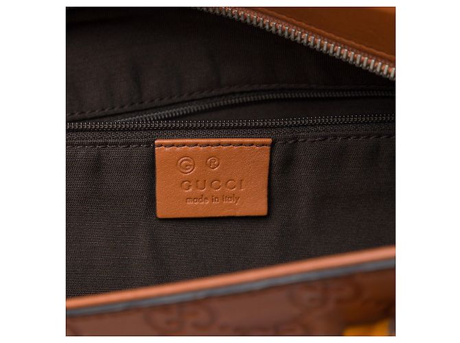 Borsa Tote Gucci Brown Guccissima Tender Bamboo Bar - vista 5