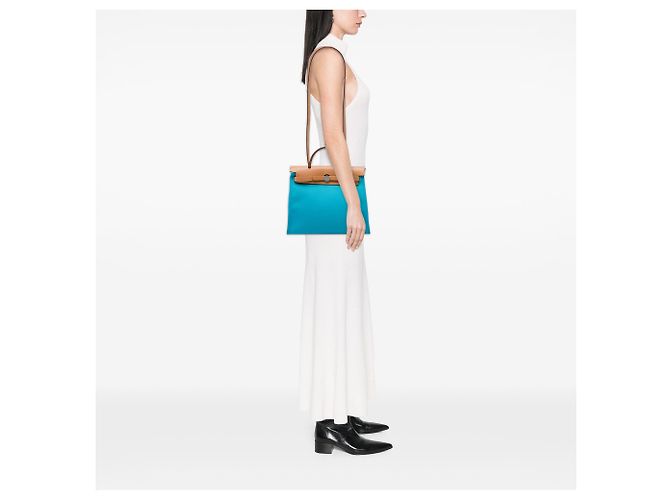 Hermès Blue Toile Verso Herbag Zip 31 - vista 5
