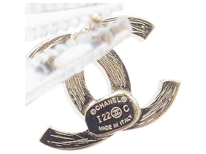 Orecchini Ear Cuff asimmetrici Chanel Gold CC placcati in oro con strass - vista 3