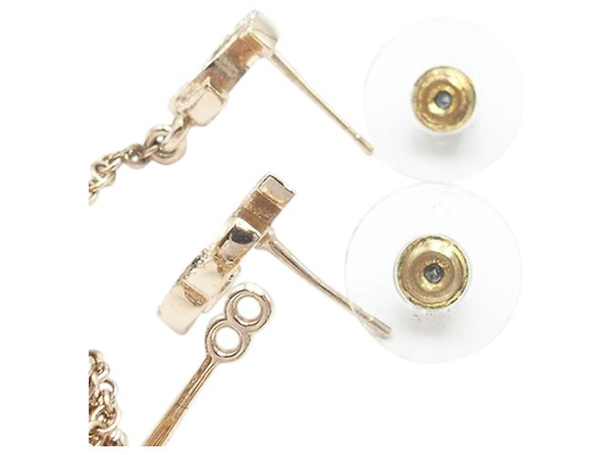 Orecchini Ear Cuff asimmetrici Chanel Gold CC placcati in oro con strass - vista 5