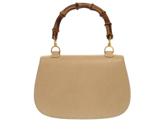 Gucci Beige Grained Calfskin Bamboo Night - vista 2