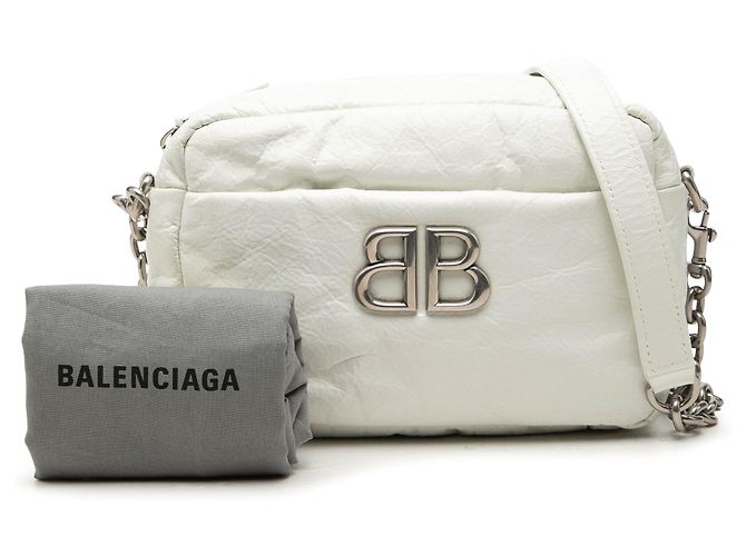 Borsa Camera Monaco XS in pelle di vitello bianca Balenciaga - vista 7