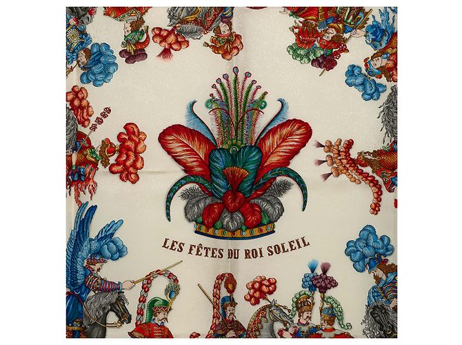 Foulard in seta Hermès White Les Fetes du Roi Soleil 90 - vista 2