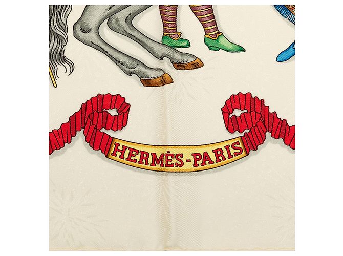 Foulard in seta Hermès White Les Fetes du Roi Soleil 90 - vista 3