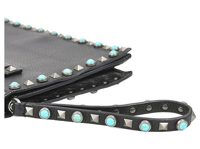 Pochette da Polso Valentino Rolling Rockstud in Pelle Nera - vista 14