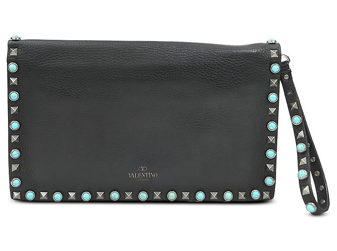 Pochette da Polso Valentino Rolling Rockstud in Pelle Nera - vista 2