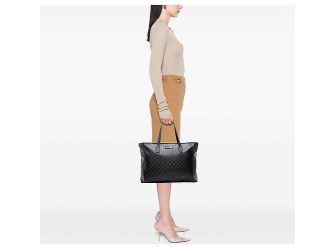 Borsa Tote Gucci Large GG Stampata Nera - vista 6