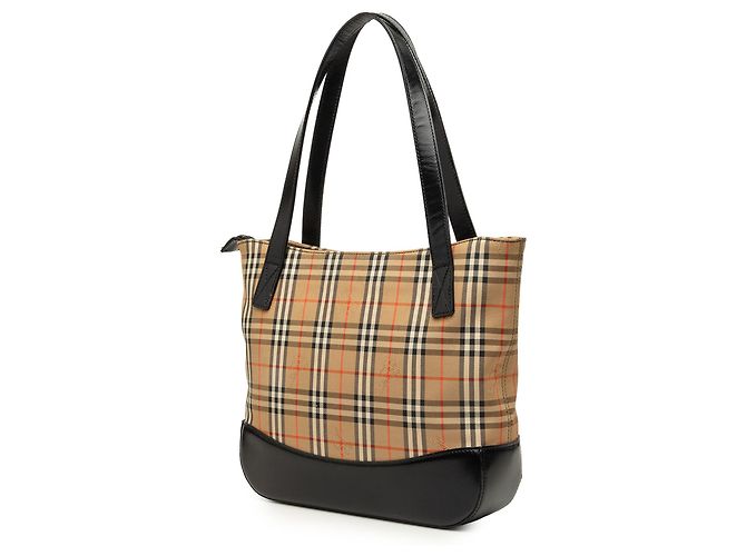 Borsa Tote Burberry Beige Haymarket Check Canvas - vista 2