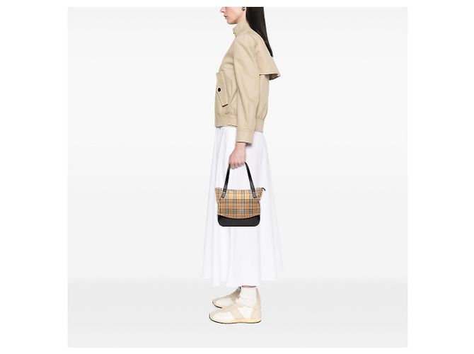 Borsa Tote Burberry Beige Haymarket Check Canvas - vista 6