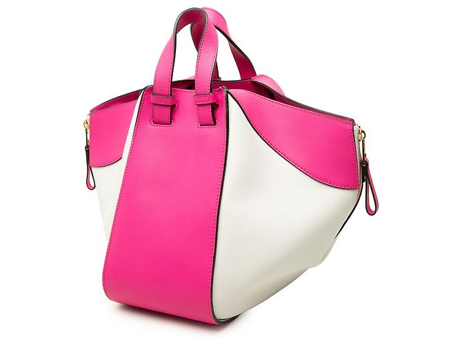 LOEWE Medium Hammock Satchel aus bicolor Leder in Weiß - Ansicht 2