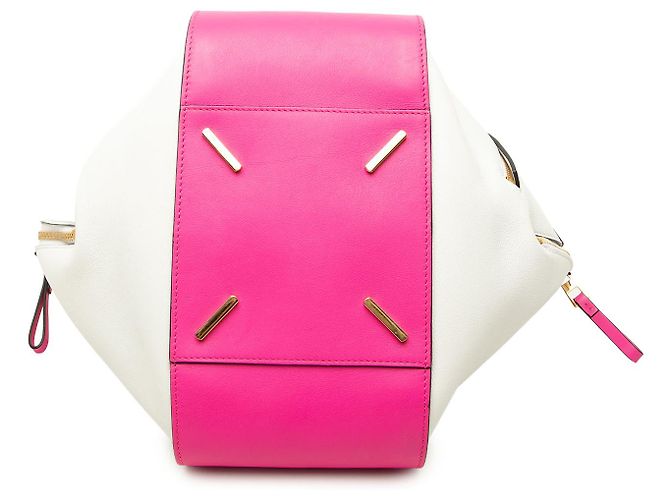 LOEWE Medium Hammock Satchel aus bicolor Leder in Weiß - Ansicht 3