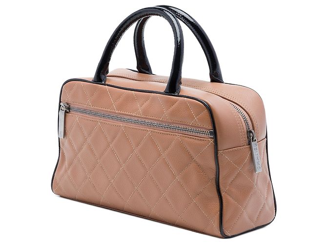 Borsa Chanel Bowler in pelle caviar matelassé marrone - vista 2