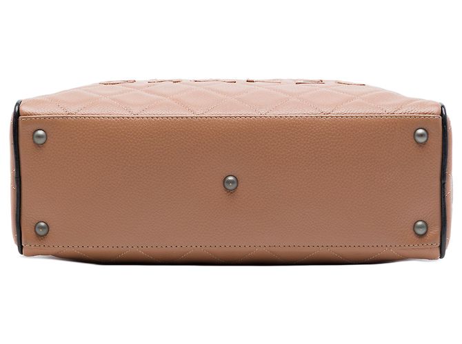 Borsa Chanel Bowler in pelle caviar matelassé marrone - vista 3