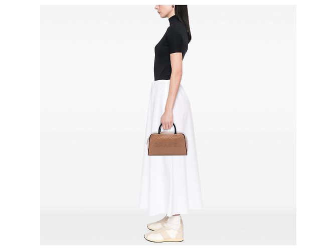 Borsa Chanel Bowler in pelle caviar matelassé marrone - vista 6