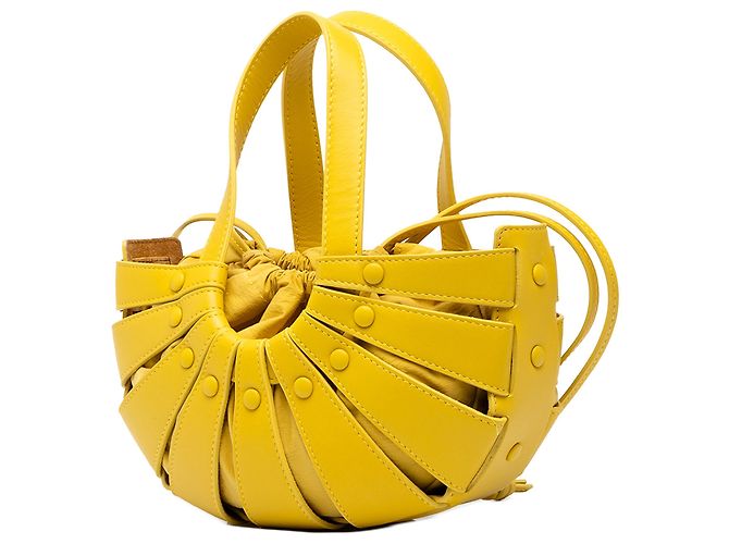 Bottega Veneta Borsa The Shell Piccola in pelle di vitello Gialla - vista 2