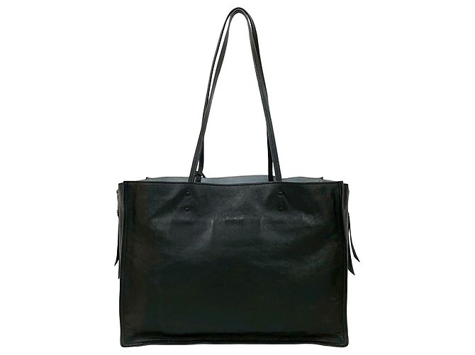 Borsa Tote Prada in vitello spazzolato nero Etiquette - vista 2