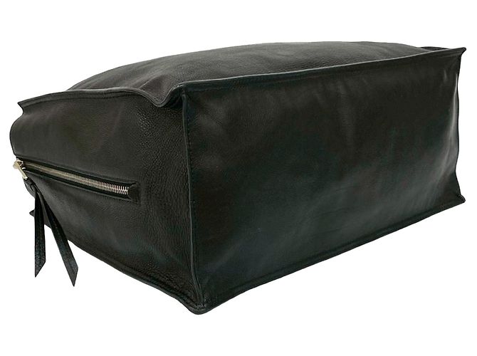 Borsa Tote Prada in vitello spazzolato nero Etiquette - vista 3