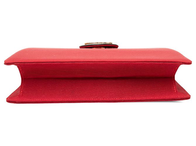 Borsa a tracolla Dior in tela rossa con logo impreziosito da cristalli - vista 3