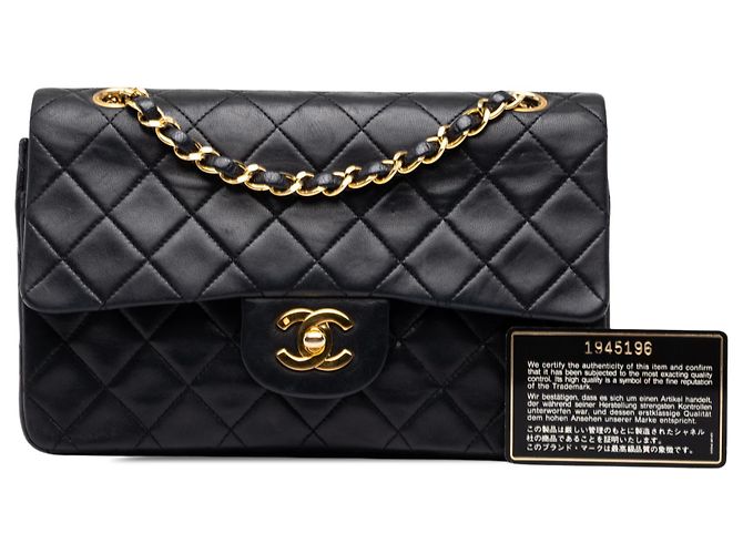 Chanel Black Small Classic Lambskin Double Flap - vista 7