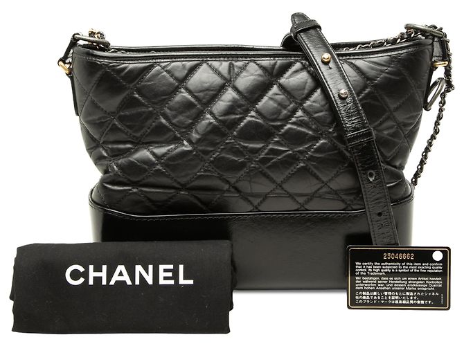 Chanel Gabrielle Crossbody in pelle di vitello aged medium nera - vista 7