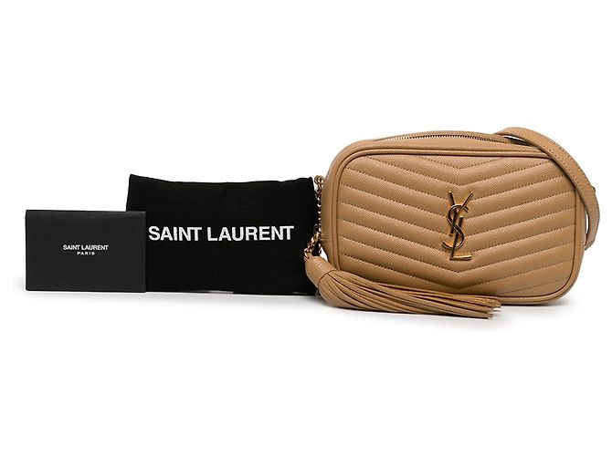 Autre Marque Borsa Lou Camera Mini Chevron Grain de Poudre Monogram Marrone Saint Laurent - vista 6