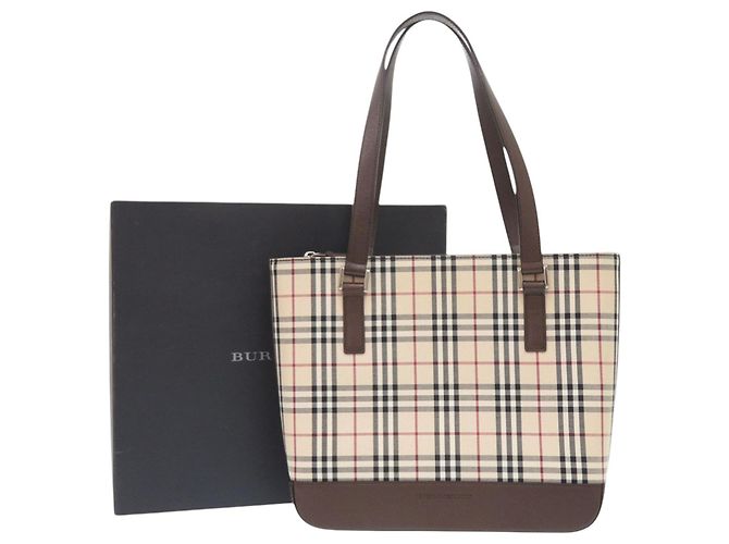 Borsa Tote Burberry Beige House Check Canvas - vista 12