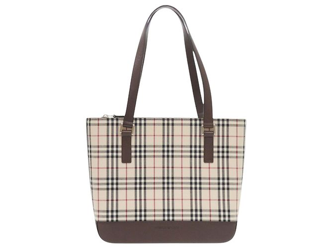 Borsa Tote Burberry Beige House Check Canvas - vista 2
