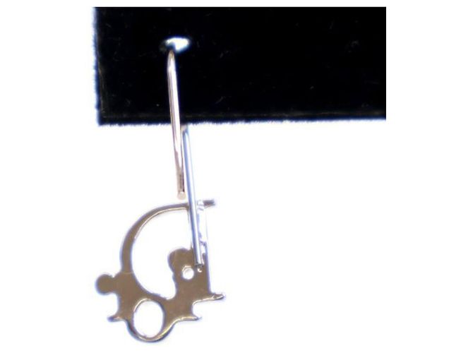 Orecchini a goccia Dior con logo placcato in palladio argento - vista 3