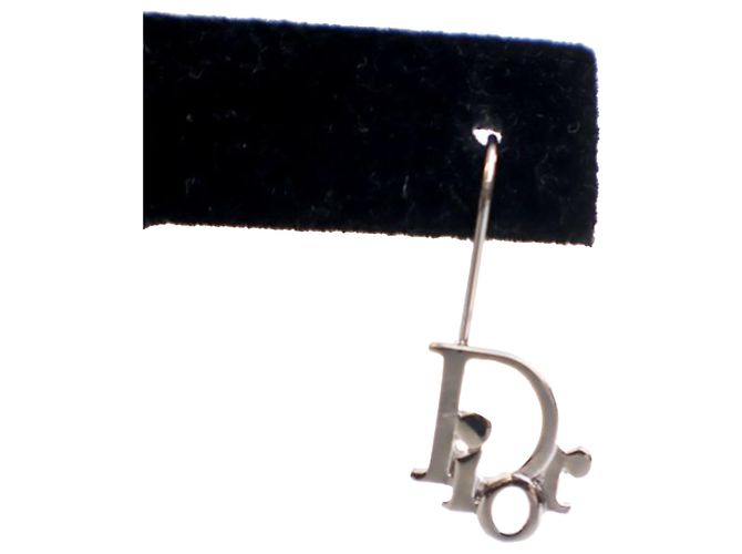 Orecchini a goccia Dior con logo placcato in palladio argento - vista 4