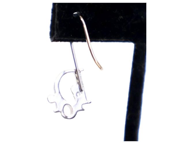 Orecchini a goccia Dior con logo placcato in palladio argento - vista 5