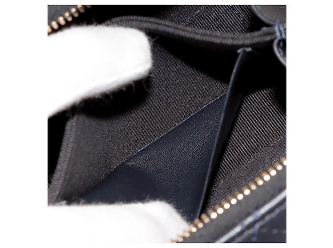 Borsa Vanity Chanel Blue Mini CC Quilted Lambskin con manico e catena - vista 5