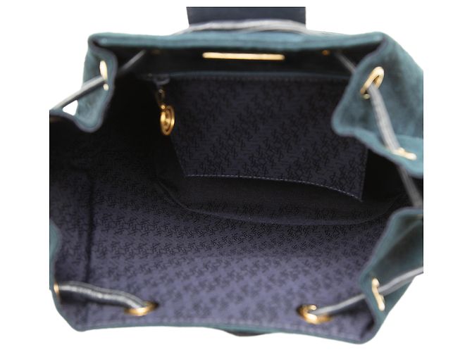 Autre Marque Borsa secchiello Saint Laurent in camoscio blu con medaglione - vista 4
